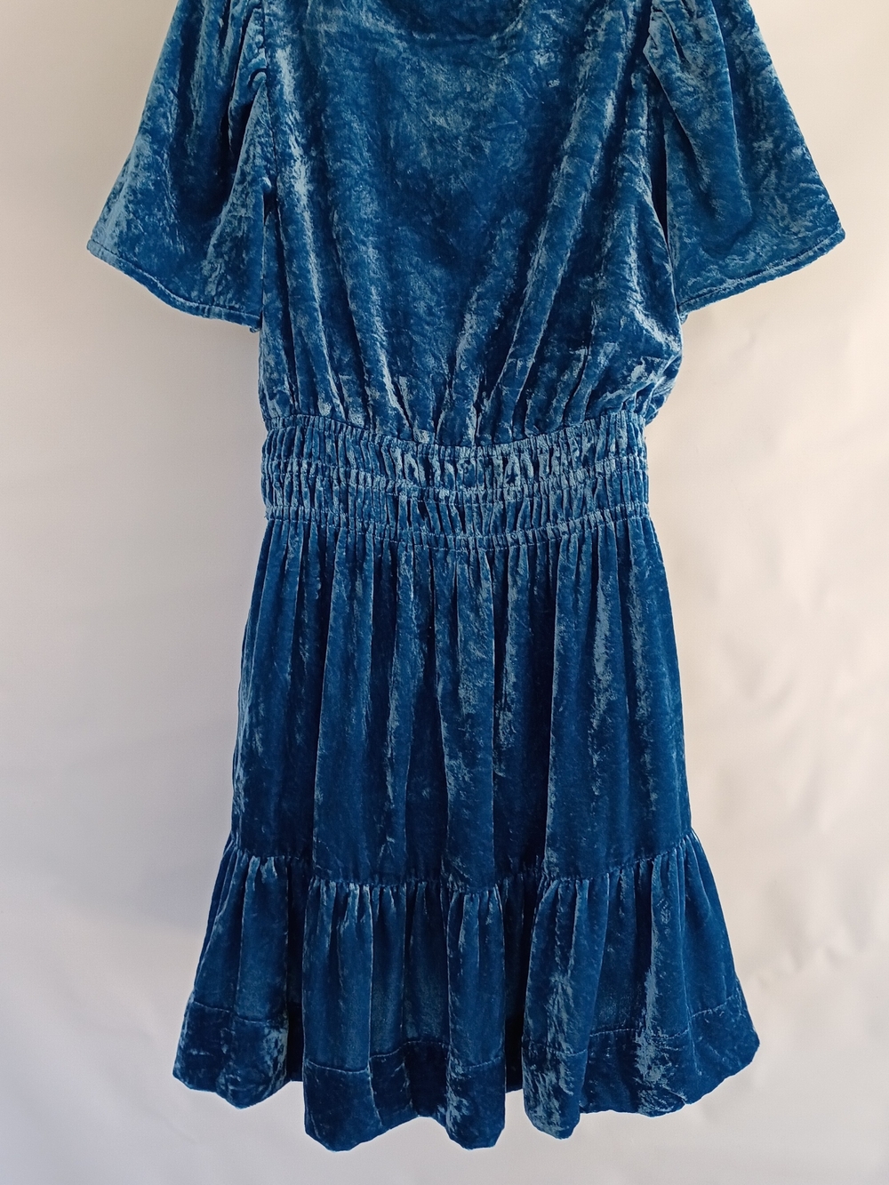 Anthropologie Somerset Mini Dress Tiered Blue Velvet V-Neck Fairy Grunge Small - Picture 13 of 15